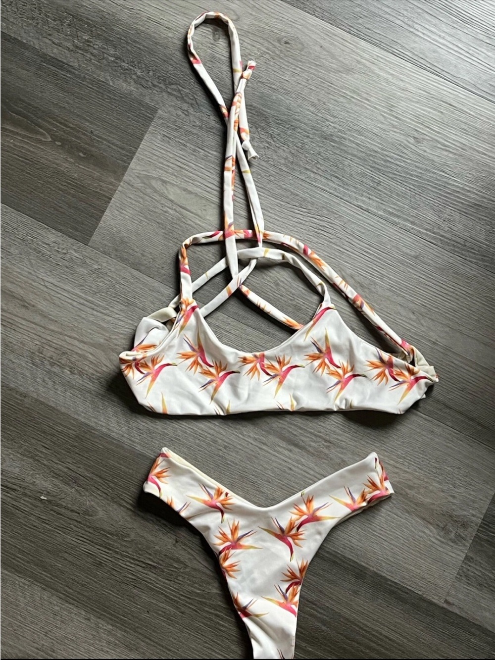 na wahine lole White Floral Strappy Bikini Set small- from Hawaii